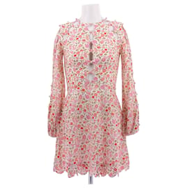 Robe mini à fleurs roses en lin - Zimmermann