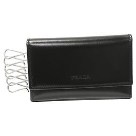 Prada Vitello Box 6 Key Case Calf Nero M25U