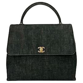 Borsa tote in denim di cotone e pelle Chanel Coco Mark