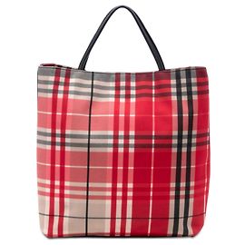 Burberry Rote Hauskarierte Canvas-Tasche