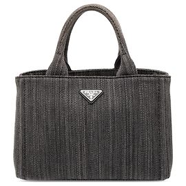 Borsa piccola in tela Canapa grigia di Prada