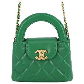 Borsa Shopper Kelly in vitello invecchiato verde di Chanel