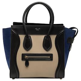 Celine Beiger Mikro-Tricolor Kalbsleder- und Wildleder-Reisetasche - Céline