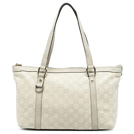 Borsa Tote Abbey D Ring Guccissima Bianca di Gucci