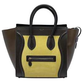 Celine Mini Tricolor Reisetasche aus gelbem Nubuk und glattem Kalbsleder - Céline