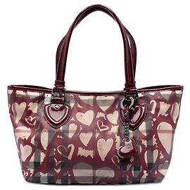 Gracie Tote aus beschichtetem Canvas mit rotem Hauskaromuster und Herzen von Burberry