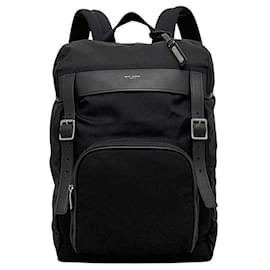 Schwarzer Canvas- und Leder-Rucksack von Saint Laurent Paris