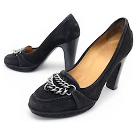 SCARPE HERMES CHAINE 36 PUMP IN VELLUTO NERO - Hermès