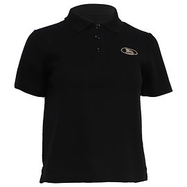 Burberry Logo-Embroidered Polo Shirt in Black Cotton