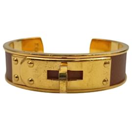 Hermès Kelly Bangle Brown Leather and Gold Metal