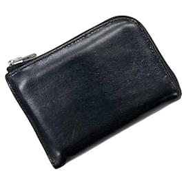 Porte-monnaie noir Hermès en cuir Box Calf
