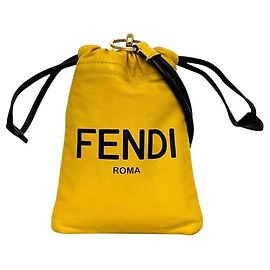 Borsa a spalla in pelle gialla Fendi