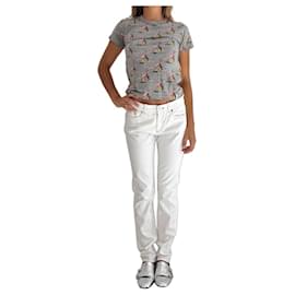 Camiseta Marc Jacobs Gris con Estampado Pin-up de Algodón