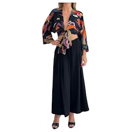 Adriana Degreas Kimono Style Viscose Top Black Multicolour - Autre Marque