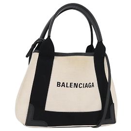 Borsa Cabas XS Balenciaga in tela e pelle bianco navy 390346 Auth ep13935