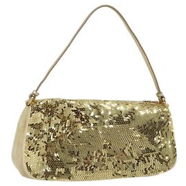 Borsa a Spalla Miu Miu in Paillettes Dorate Auth LNZ632