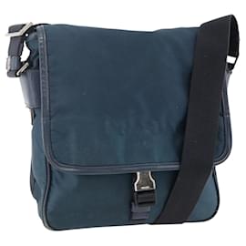 Borsa a Spalla PRADA in Nylon Blu Navy Argento Autentica LNZ603