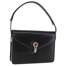 Borsa a mano GUCCI in pelle nera e oro Auth ep13892