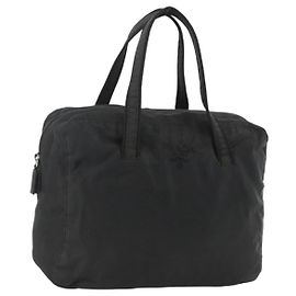 PRADA Borsa a mano in nylon nero argento Auth ARZ694
