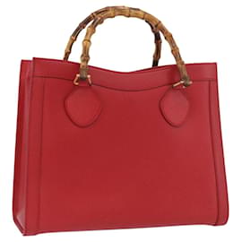 Borsa a Mano in Pelle Gucci Bamboo Rossa Oro 002 0260 Auth gh1968