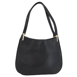 Borsa a Spalla Gianni Versace in Pelle Nera e Oro Auth BA11726