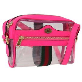 Gucci Borsa a Spalla Web Sherry Line in Vinile Trasparente Rosa 517350 Auth YKZ583A