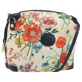 Borsa a Spalla GUCCI Flora in Tela e Pelle Bianco Oro 007 115 1093 Auth ep13906