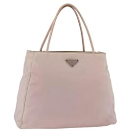 PRADA Borsa a mano in nylon rosa argento Auth AMZ341