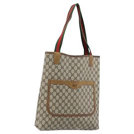 Bolso tote de PVC beige GG Supreme Web Sherry Line de GUCCI 39 002 4487 Auth ep13898