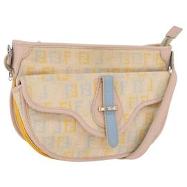 Borsa a Spalla in Tela Zucchino FENDI Beige Oro Auth YKZ541A