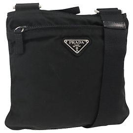 Borsa a Spalla PRADA Nylon Nero Argento Autentica ep13949