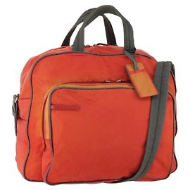 Prada Borsa sportiva Boston in nylon 2 in 1 arancione argento Auth 173935
