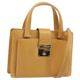 Borsa a mano GUCCI in pelle 2 in 1 beige oro Auth 173886