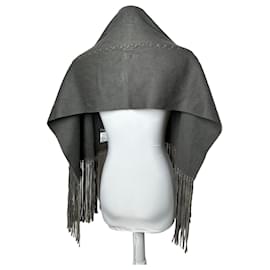 Sciarpa in cashmere e pelle Salvatore Ferragamo vintage antracite
