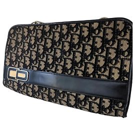 Borsa Dior Oblique in tela e pelle nera beige