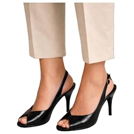 Schwarze Leder-High-Heels VICINI