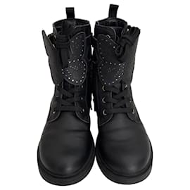 Geox Schwarze Leder-Stiefeletten mit Schmetterlingen