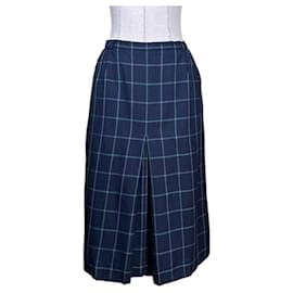 Falda Burberry de lana azul a cuadros