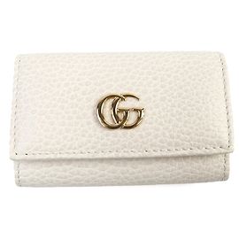 Estojo de Chaves de Couro Double G 456118 Gucci em Bege Claro