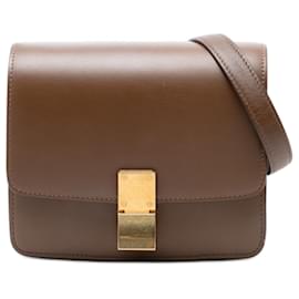 Céline Celine Piccola Scatola Classica in Pelle Marrone