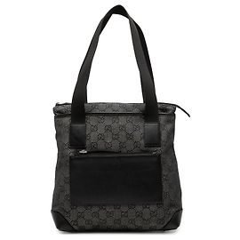 Schwarze GG Denim Tote von Gucci
