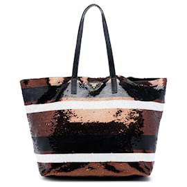 Prada braune Satin-Tasche mit Paillettenstreifen