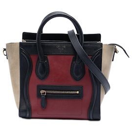 Céline Celine Rosso Nano Tricolore Borsa da Viaggio in Pelle di Vitello e Camoscio