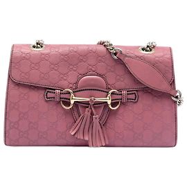 Borsa a Spalla Gucci Pink Medium Guccissima Emily