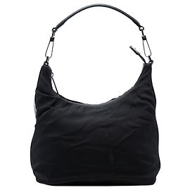 Borsa a spalla in nylon nero Gucci