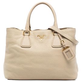 Bolsa tote conversível aberta em vitello daino marrom Prada