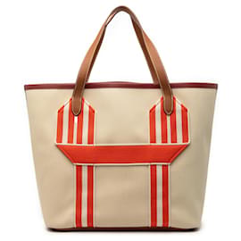 Borsa Tote Pursangle in Tela e Clemence Beige di Hermès