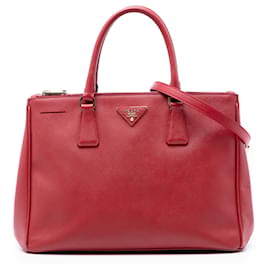 Borsa Prada Galleria Double Zip in Saffiano Lux rossa grande