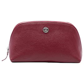 Pochette cosmetica in pelle di vitello rossa CC di Chanel