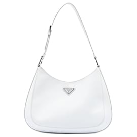 Borsa a tracolla Cleo in pelle Spazzolato bianca Prada